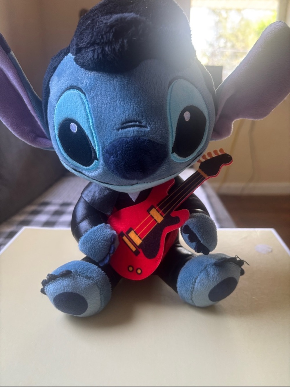 Disney Blue Stitch Plush with Red Guitar - Soft Musical Stuffed Toy